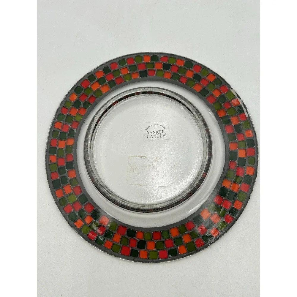 2012 Yankee Candle Mosaic Tile Shade and Plate Set‎ Holiday Colors